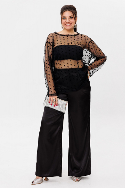 Круглогодичный оверсайз сетчатый лонгслив с сердечками Anelli 1516 сердечки - фото 2