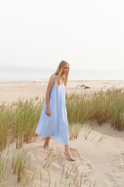 Платье голубое в стиле на каждый день из текстиля BURVIN 9525-81 - фото 7