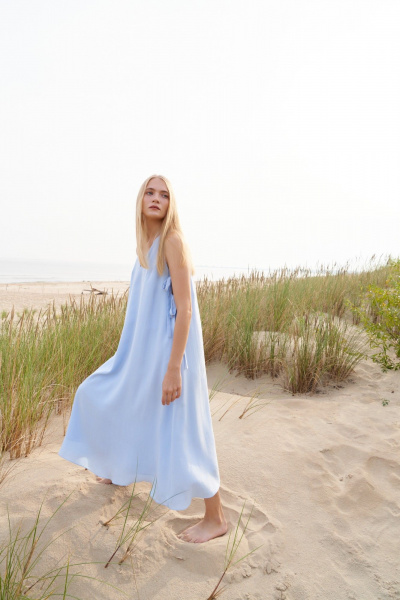 Платье голубое в стиле на каждый день из текстиля BURVIN 9525-81 - фото 5