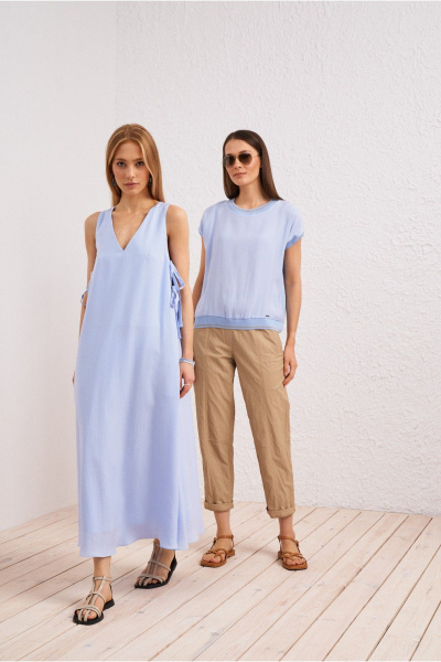 Платье голубое в стиле на каждый день из текстиля BURVIN 9525-81 - фото 6