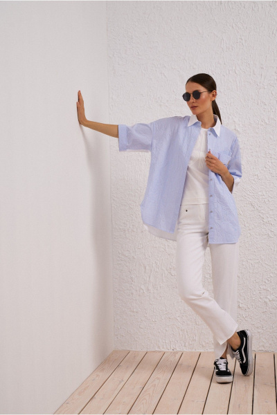 Блуза фиолетовая стильная на лето из текстиля BURVIN 9532-51 - фото 1