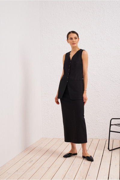 Летний текстильный черный жилет для стильных сочетаний BURVIN 9547-76 - фото 2