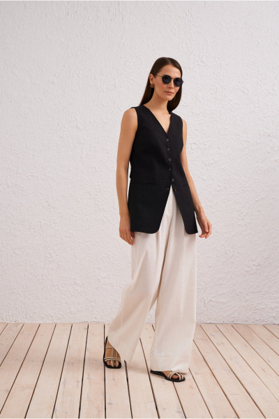 Летний текстильный черный жилет для стильных сочетаний BURVIN 9547-76 - фото 4