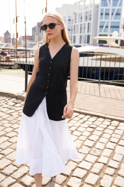 Летний текстильный черный жилет для стильных сочетаний BURVIN 9547-76 - фото 3