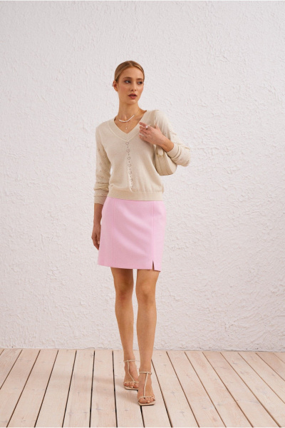 Юбка на каждый день из текстиля розового цвета BURVIN 9555-21 - фото 2