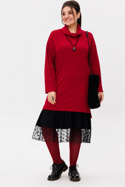 Красное платье-футляр, демисезон, стиль на каждый день Anelli 1520 марс - фото 9