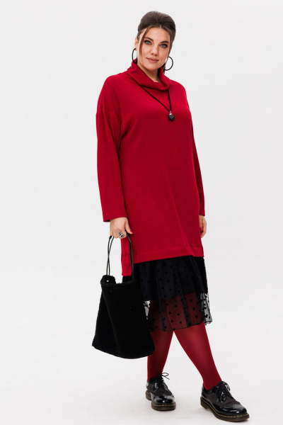 Красное платье-футляр, демисезон, стиль на каждый день Anelli 1520 марс - фото 5