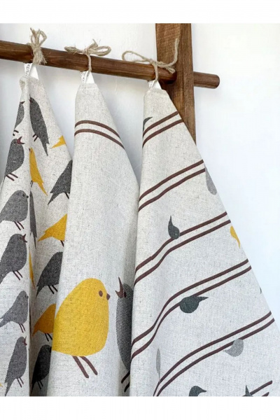 Льняной набор кухонных полотенец с изображением птиц для дома Belaruski Len 24С27-ШР/р.п./фкор/к. 365 1 Гомон - фото 2