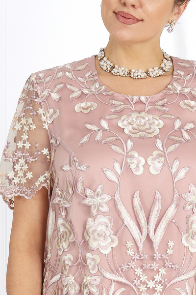 Розовое кружевное платье для торжеств, нарядное, элегантное Ninele 7474 темная пудра - фото 2