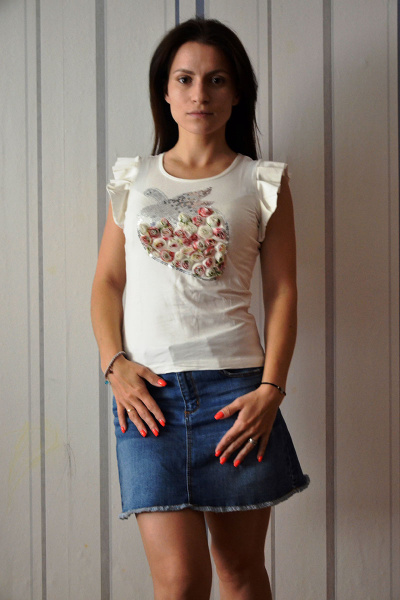 Блуза из текстиля с коротким рукавом для лета OLANTIZ БВР003 ягода - фото 2