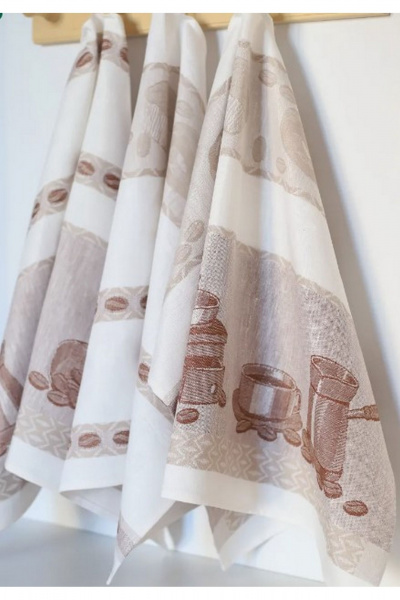 Подарочный набор 3 льняных полотенец с кофейным принтом Belaruski Len 23С154-ШР/фкор/к. 423 0 Бариста - фото 2