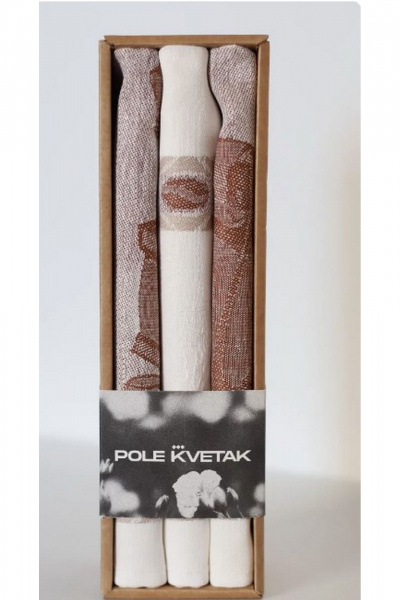 Подарочный набор 3 льняных полотенец с кофейным принтом Belaruski Len 23С154-ШР/фкор/к. 423 0 Бариста - фото 1