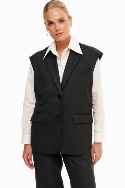 Брюки и жилет из костюмной ткани деловой комплект Prestige 4913 графит - фото 2