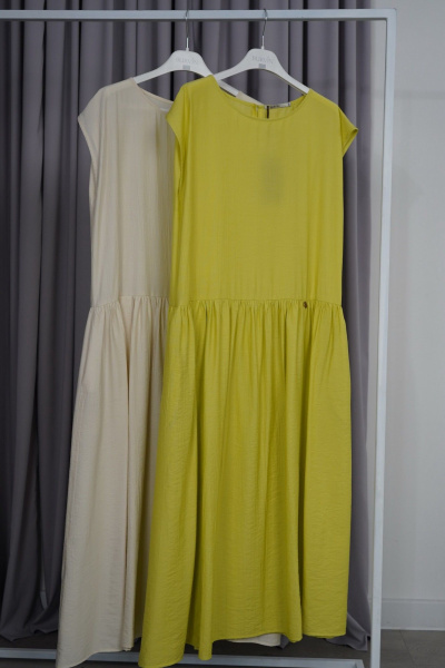 Платье желтое в стиле на каждый день из текстиля BURVIN 9565-81 - фото 3