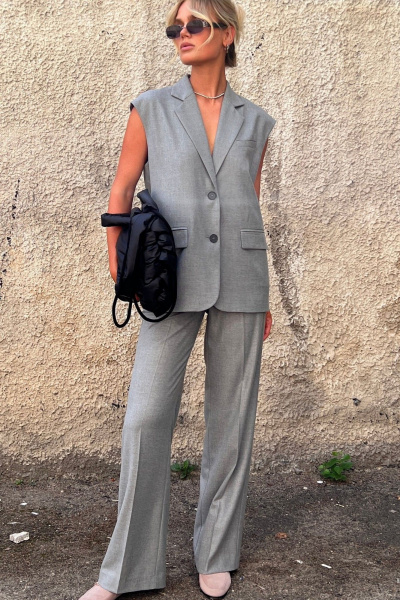 Брюки и жилет с резинкой из костюмной ткани Prestige 4913 серый - фото 1