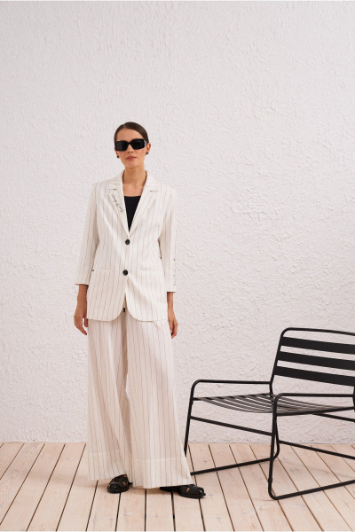 брюки классические белые на каждый день из текстиля BURVIN 9576-11 - фото 1