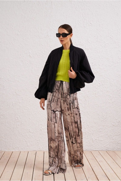 брюки бежевые прямые на каждый день из текстиля BURVIN 9579-11 - фото 1