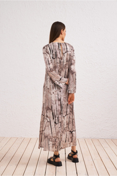 Платье бежевое в стиле на каждый день из текстиля BURVIN 9581-81 - фото 2