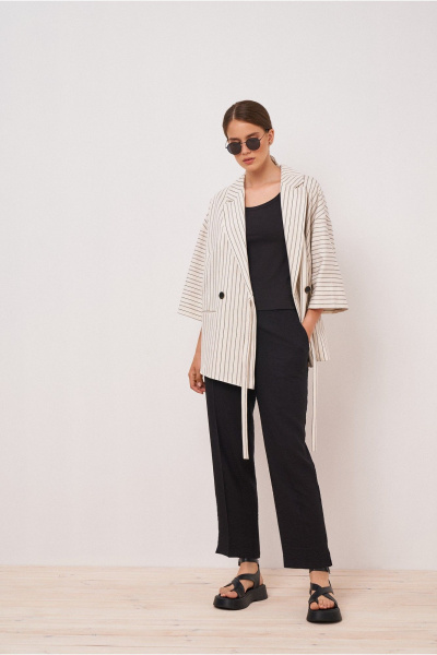 брюки черные свободные на каждый день из текстиля BURVIN 9605-11 - фото 3