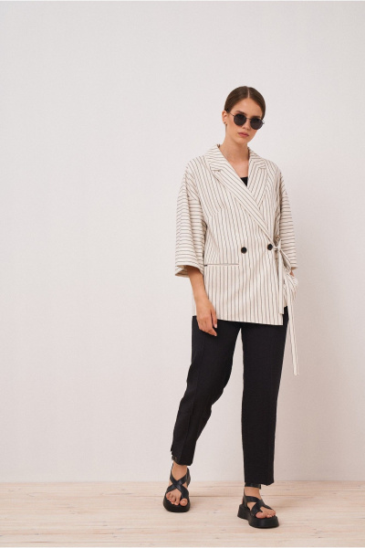 брюки черные свободные на каждый день из текстиля BURVIN 9605-11 - фото 2