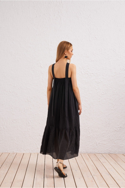 Платье на каждый день из текстиля, черное BURVIN 9608-81 - фото 2