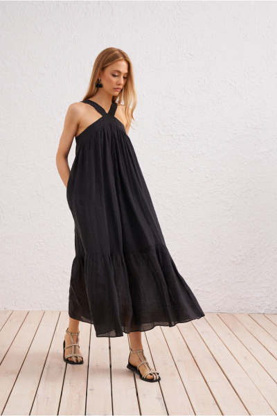 Платье на каждый день из текстиля, черное BURVIN 9608-81 - фото 1