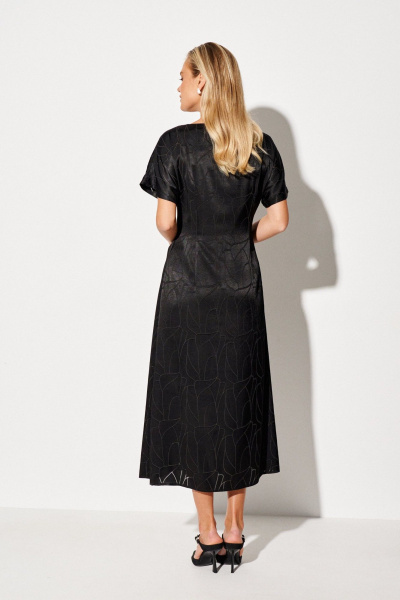 Черное прямое платье из текстиля с декоративными деталями Prestige 5344 черный - фото 4