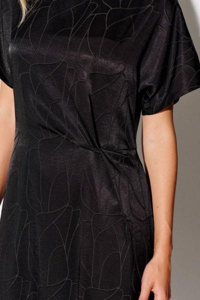 Черное прямое платье из текстиля с декоративными деталями Prestige 5344 черный - фото 3