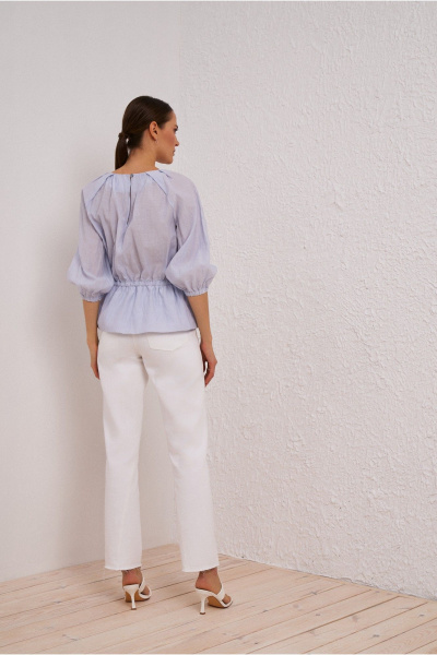 брюки белые из хлопка на каждый день из текстиля BURVIN 9610-11 - фото 5