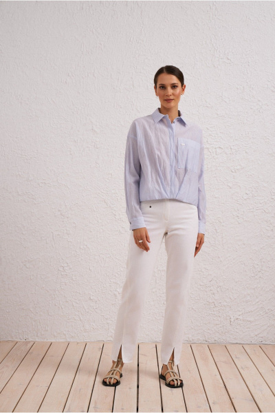 брюки белые из хлопка на каждый день из текстиля BURVIN 9610-11 - фото 2