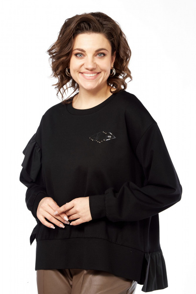 Джемпер свободного силуэта из трикотажа с рюшей и стразами Jurimex 3266 - фото 11