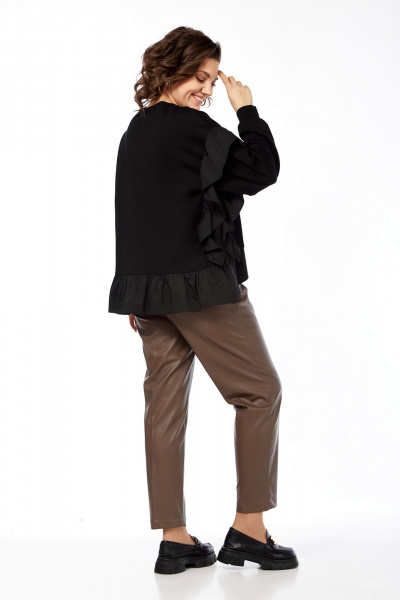 Джемпер свободного силуэта из трикотажа с рюшей и стразами Jurimex 3266 - фото 10