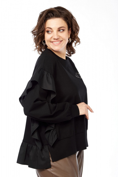 Джемпер свободного силуэта из трикотажа с рюшей и стразами Jurimex 3266 - фото 6