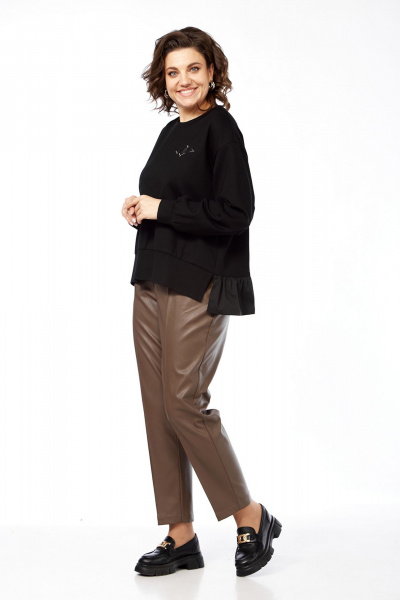 Джемпер свободного силуэта из трикотажа с рюшей и стразами Jurimex 3266 - фото 4