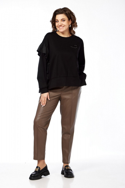 Джемпер свободного силуэта из трикотажа с рюшей и стразами Jurimex 3266 - фото 3