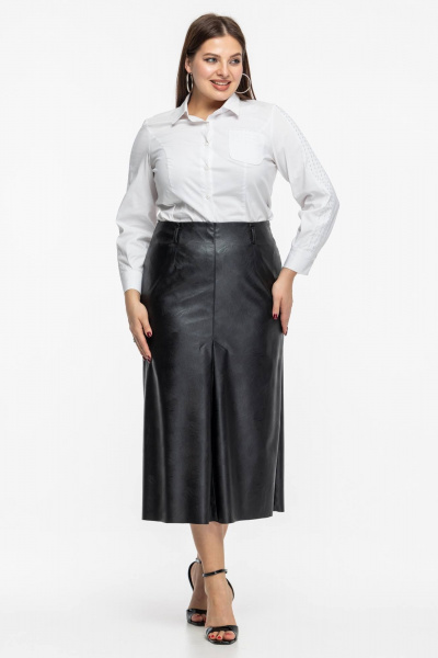 Юбка из экокожи с молнией на подкладке для повседневного образа Avila 0986 черный - фото 1