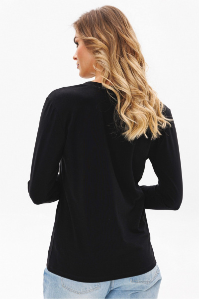 Лонгслив из трикотажа с принтом и черным, белым цветами PRATA wear S026 черный - фото 6