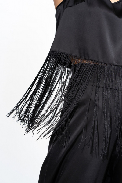 Черный костюм брюк и топа из струящегося сатина Luna 205 черный - фото 11