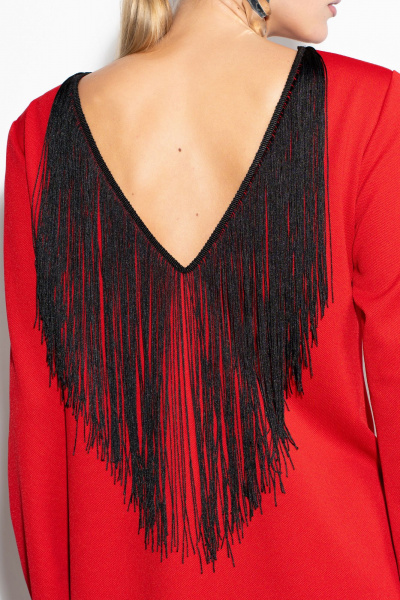 Платье с фигурным вырезом и рюшей на спине Luna 206 красный - фото 4