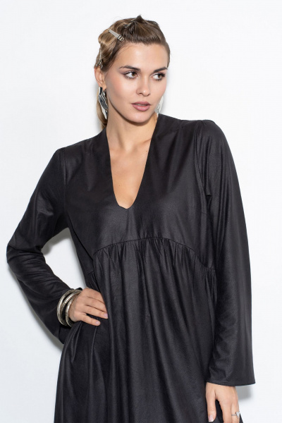 Платье А-силуэт с фигурным вырезом и разрезом Luna 208 графит - фото 5