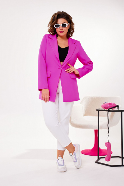 Розовый костюм жакет с классическим прямым силуэтом AGATTI 5715 фуксия - фото 6