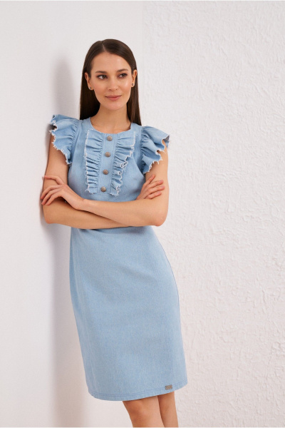 Платье на каждый день из текстиля, голубое BURVIN 9625-81 - фото 1