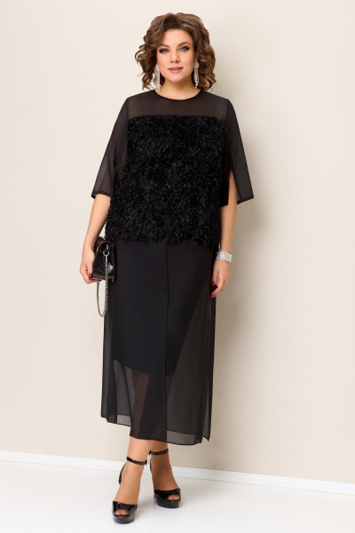 Блуза и юбка нарядные из шифона и трикотажа VOLNA 1391 черный - фото 4