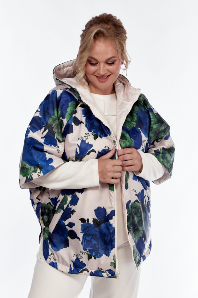 Белое пончо двустороннее с карманами и капюшоном Диомант 2014 белый - фото 3