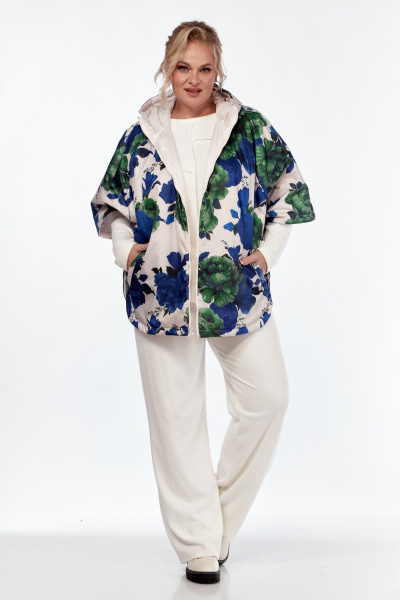 Белое пончо двустороннее с карманами и капюшоном Диомант 2014 белый - фото 9