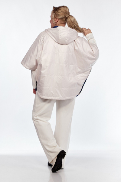 Белое пончо двустороннее с карманами и капюшоном Диомант 2014 белый - фото 8