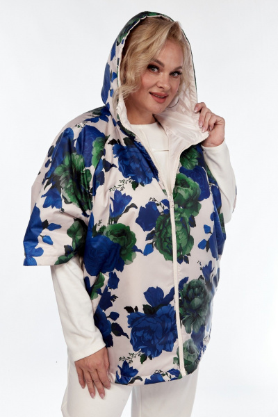 Белое пончо двустороннее с карманами и капюшоном Диомант 2014 белый - фото 4