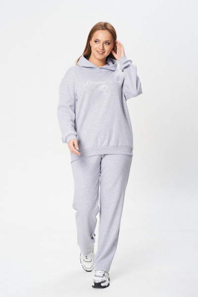 Комплект спорт-шик из костюма с жилеткой и брюками Диомант 2025 серый - фото 9