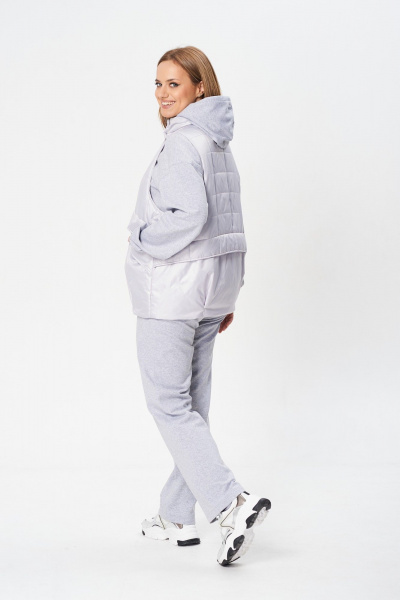 Комплект спорт-шик из костюма с жилеткой и брюками Диомант 2025 серый - фото 5