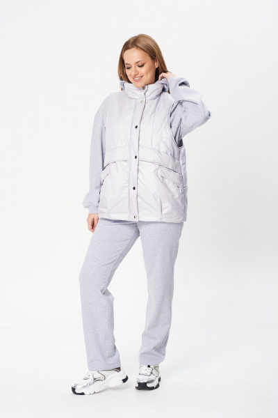 Комплект спорт-шик из костюма с жилеткой и брюками Диомант 2025 серый - фото 4
